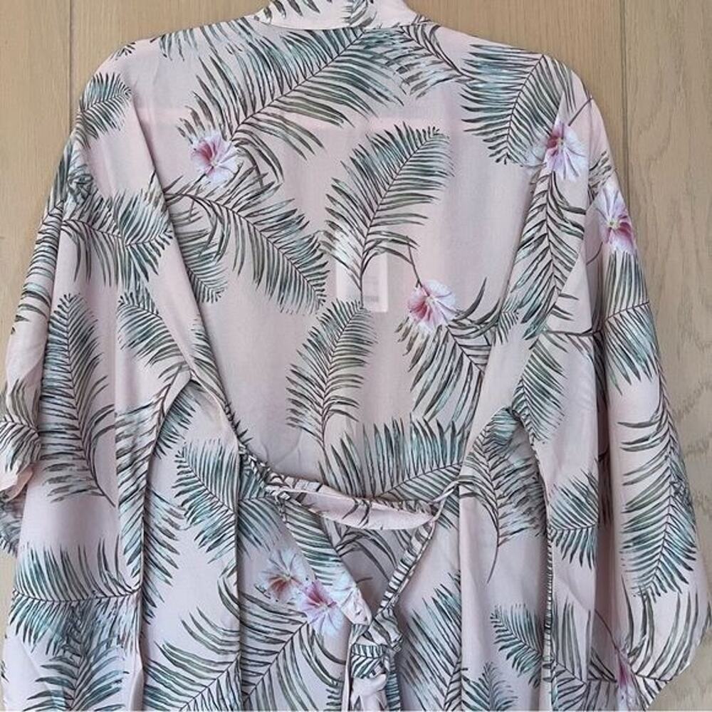 NWT Rory Frida Hawaiian Floral Kimono Flare Sleeve Blush Sz S Beach Boho Cover - Picture 3 of 10